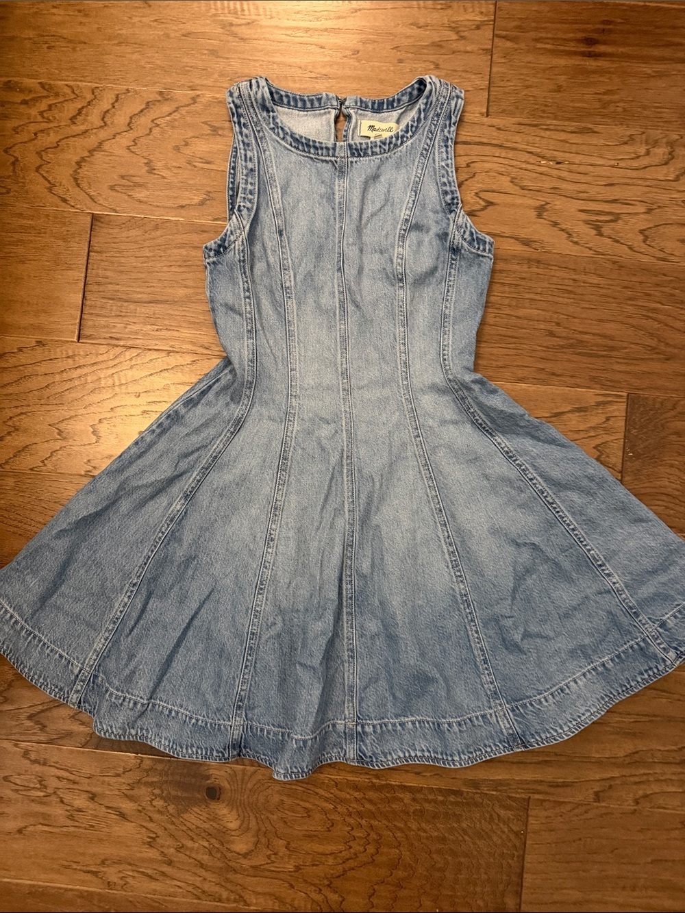 Madewell Circle Mini Dress in Airy Denim — Fit & Flare Blue XS - Picture 3 of 10